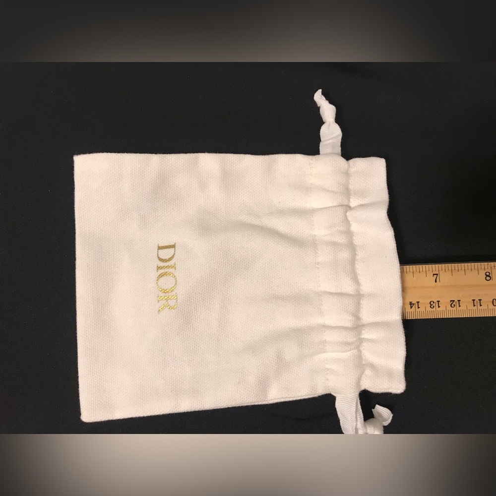 Christian Dior white cotton small beauty dust bag drawstring - Picture 3 of 5